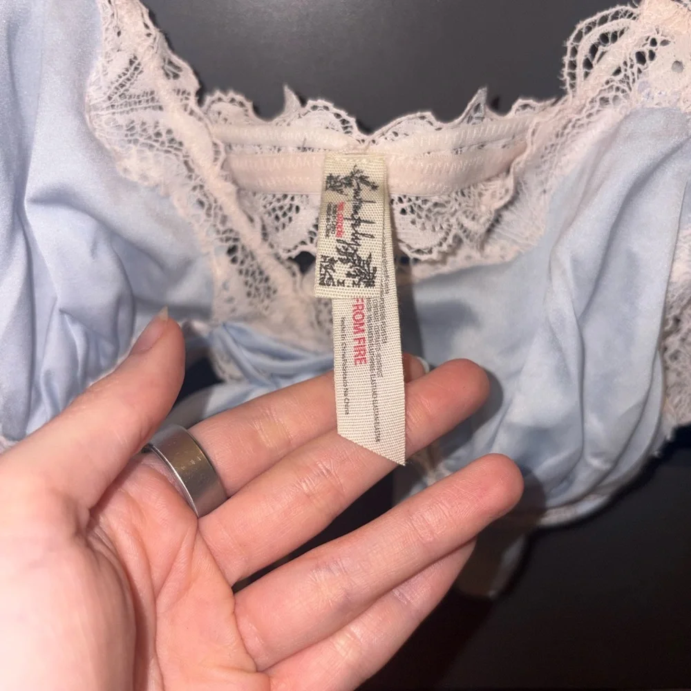 Free People Wanderlust Longline Bralette and matching panty SET iliac ice - Picture 8 of 13